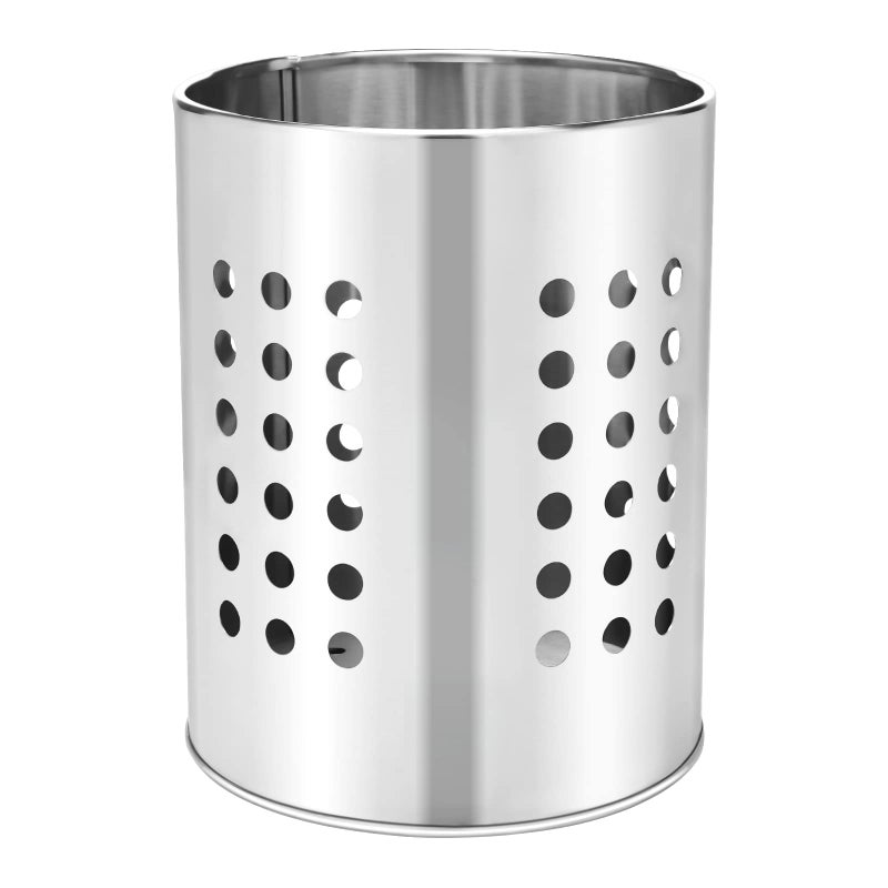 EORTA Stainless Steel Kitchen Utensil Holder Flatware Cylinder Silverware Draining Organizer Drying Rack with Round Drain Holes for Forks, Knives, Spoons, Chopsticks, Small - Image 1